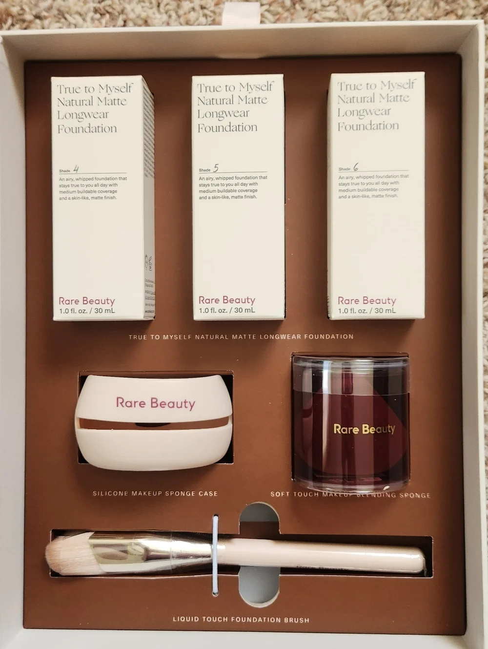 Sephora Rare Beauty Foundation & Brush Set - Brown, Cream, White